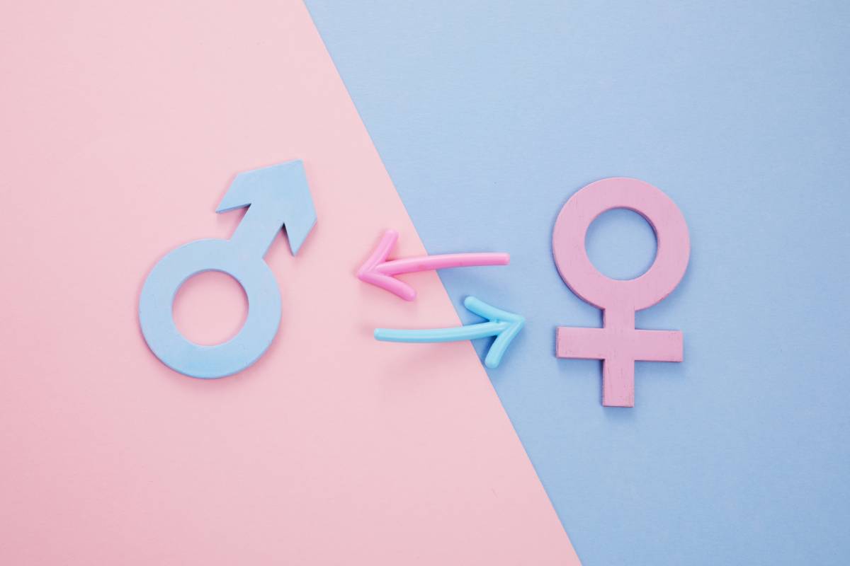 Gender equality and sexual equality concept with male and female icon symbols.